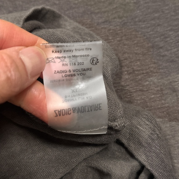 Zadig & Voltaire Tommy Lin Ao Linen Camo Green Brown T Shirt Mens XL - Picture 7 of 8